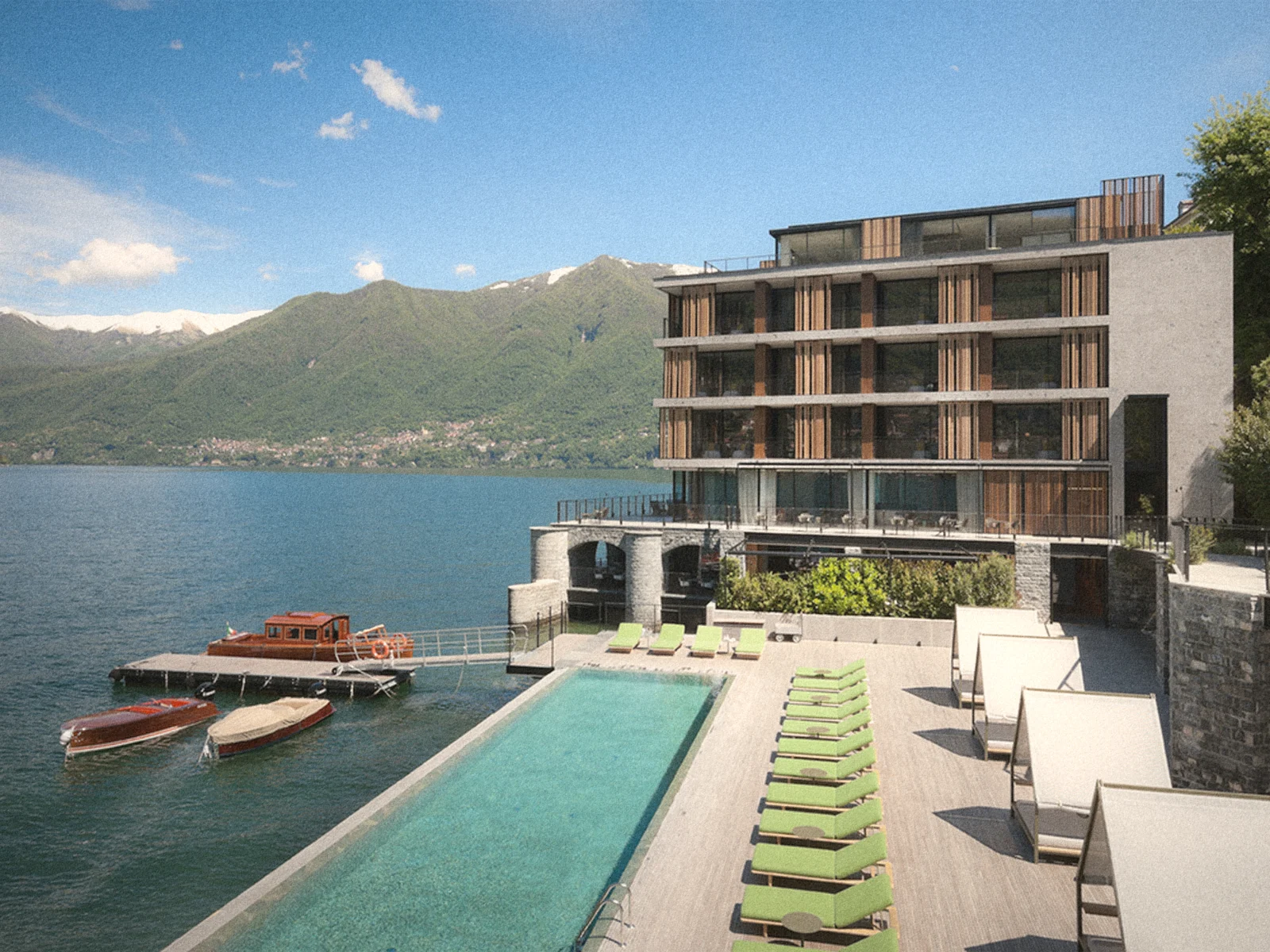 The modern lakefront architecture of Il Sereno hotel on Lake Como