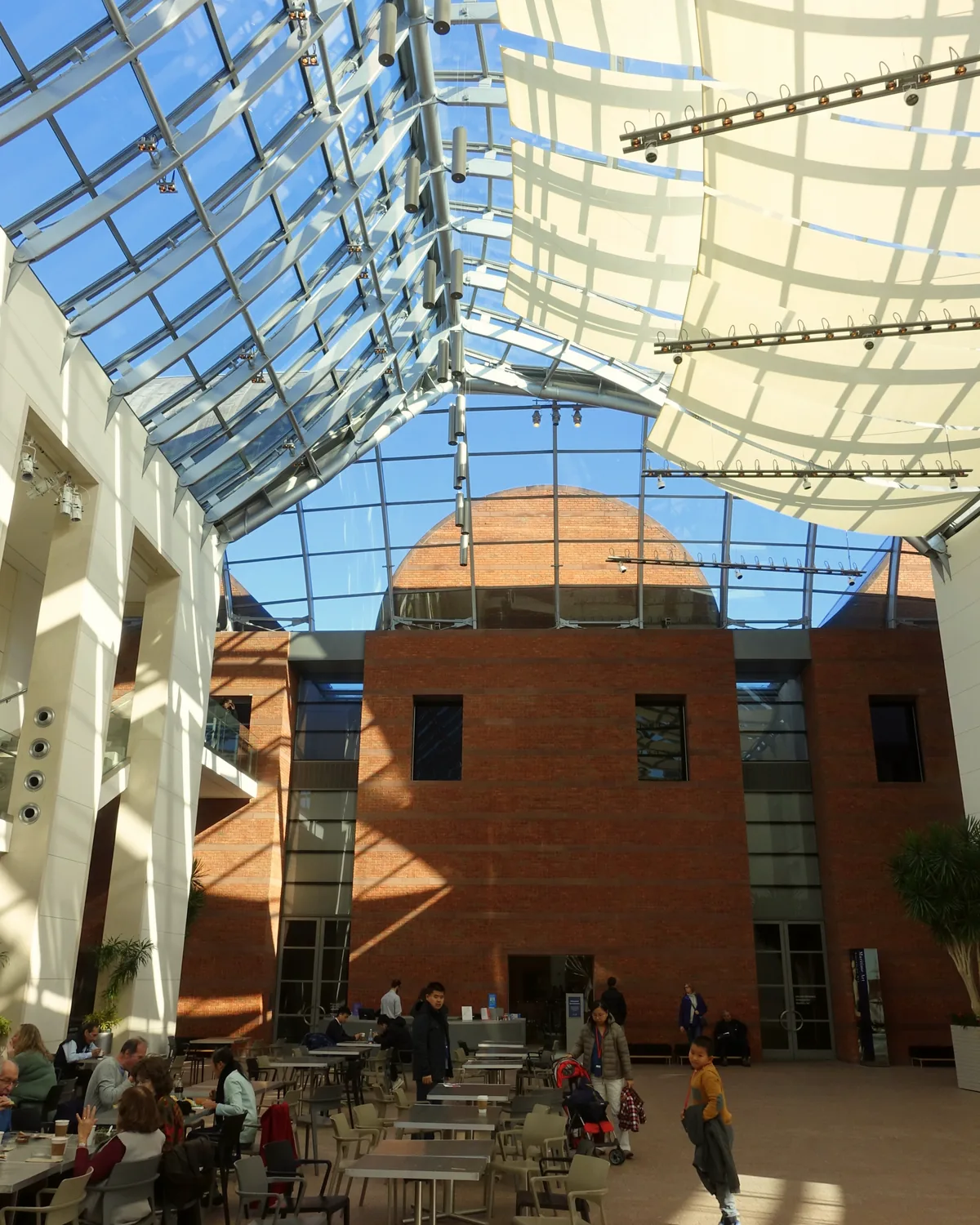 The glass-roofed atrium of the Peabody Essex Museum in Salem